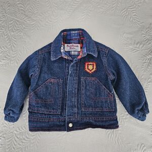 Vintage Flannel Lined Baby Denim Jacket 12M Park Bench Kids Brand EUC